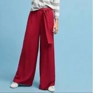 Anthropologie Maeve Wide Leg Red Pants, Size 4